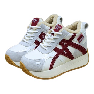 加绒内增高12cm德训鞋女隐形10cm保温棉鞋小个子8cm平底休闲女鞋