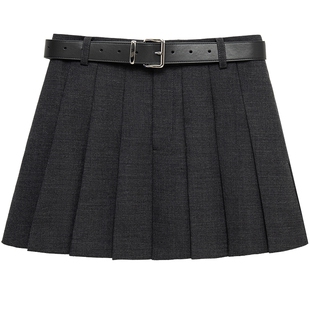 MESUX米岫25冬含美丽诺羊毛经典复古感A字百褶裙短款半裙MNWUS206