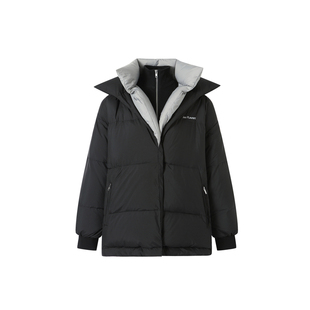 JAC FLEURANT秋冬新品黑灰假两件拼接中长款轮廓感羽绒服