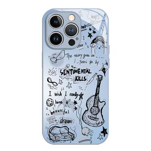 涂鸦吉他蝴蝶手机壳适用苹果16玻璃iphone15promax情侣14plus艺术13mini小众12新款11高级感x男8女17/xs/7/xr