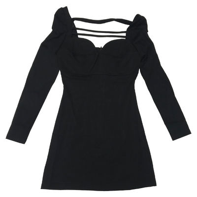 淑女H型针织黑色修身显瘦连衣裙