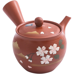 日本进口常滑烧紫砂壶纯手工茶壶手拉壶日式朱泥陶壶侧把壶带滤网