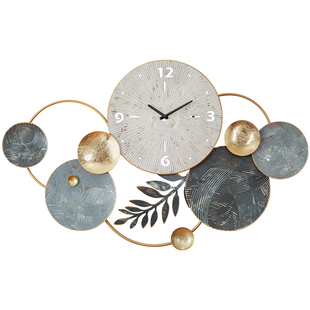 北欧风创意客厅沙发背景墙装饰挂钟木质艺术时钟餐厅墙面钟表挂件