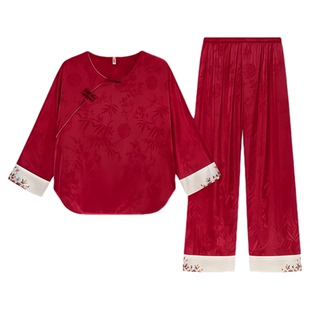 新中式红色本命年刺绣轻奢高级感大码薄款宽松母亲节送妈妈礼盒装