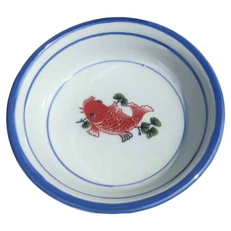 红锦鲤鱼青花瓷味碟小吃盘4寸酱料小碟子陶瓷家用中式复古碟加厚