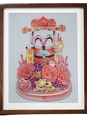铜雕画《财神到（桌面）》