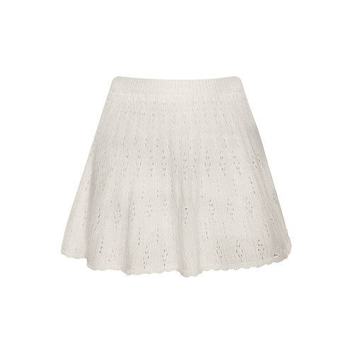 Kroche  奶油泡芙 镂空肌理 双腰头叠穿针织短裙半裙