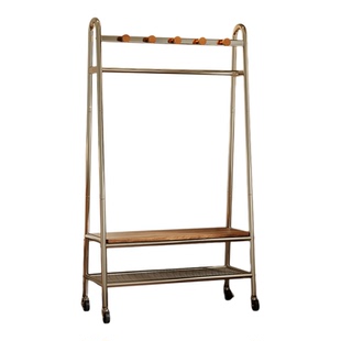 卧室移动衣帽架中古风靠墙收纳床边放衣服神器挂衣架简易落地进门