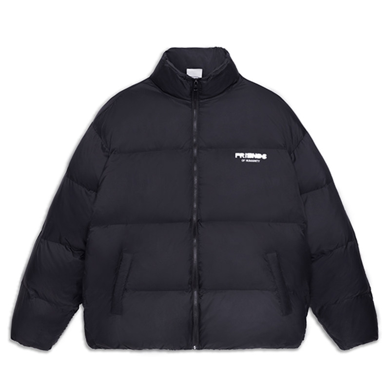 字母印花立领宽松棉服男