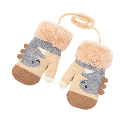 宝宝手套秋冬季针织保暖连指手套