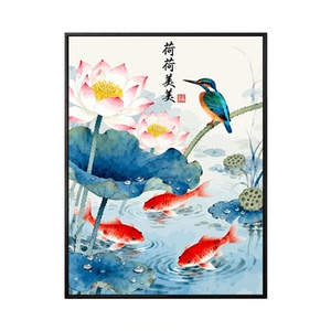 新中式荷荷美美丙烯数字油画