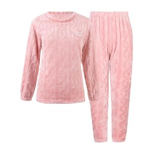 雅黛俪睡衣女款冬季2025年新款珊瑚绒睡衣居家服女3D提花纹理保暖