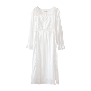 BIEN法式宫廷仙女睡裙春秋季白色公主风新款纯棉复古家居服可外穿