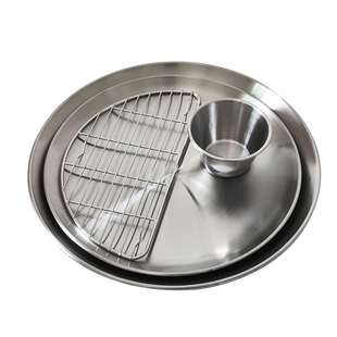 不锈钢炸物盘子韩式炸鸡小吃盘薯条汉堡炸猪排托盘天妇罗沙拉餐具