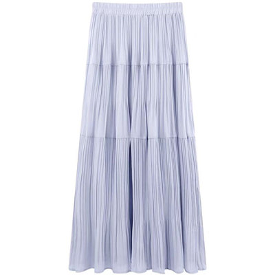 长裙A字裙简约压褶雪纺半身裙