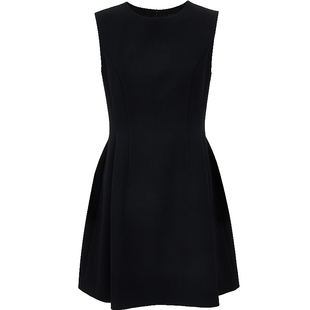 Vero Moda连衣裙25秋季含醋纤收腰显瘦A字千金风小黑裙32537A029