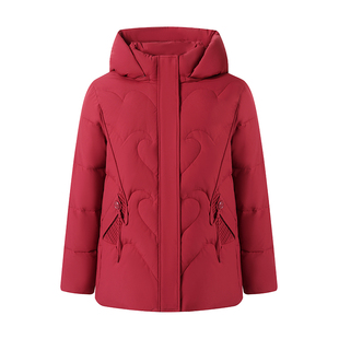 鸭鸭羽绒服女短款中年妈妈装2025冬新款中老年加厚大码白鸭绒外套