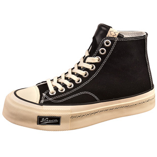 visvim cantq Skagway新款秋冬情侣硫化板鞋软木薄底高帮帆布鞋男