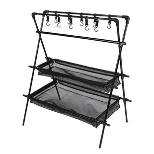 曦途双层露营置物架户外挂架野营野炊折叠支架餐具锅架灯杆架子