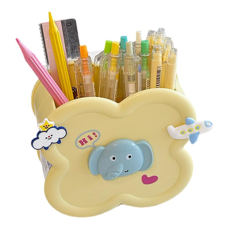 可爱小象笔筒创意学生桌面文具桶整理大容量书桌化妆刷盒收纳筒架
