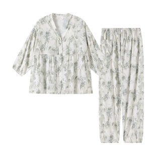 2026新款棉绸睡衣女士夏季人造棉月子服七分袖绝美家居服两件套装