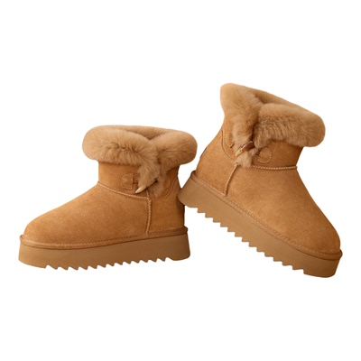 星期六厚底羊毛雪地靴女加绒加厚