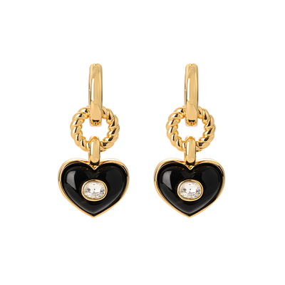 EVESENSE原创复古黑玛瑙爱心耳环