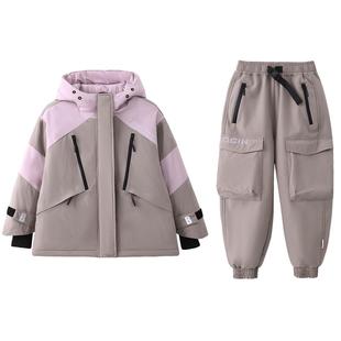 三防女童户外滑雪服套装冬中大童洋气25新款儿童冬季防风