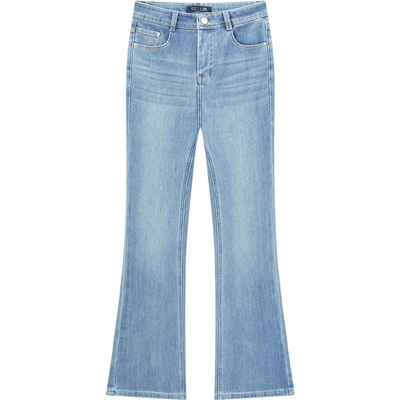 爱居兔舒弹浅色牛仔裤女2025年秋季新款弹力修身显瘦显高喇叭裤