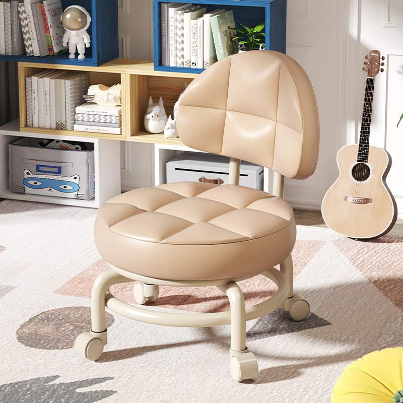 滑轮凳轮滑批发带娃家用懒人矮凳学步简约万向轮圆凳缝客厅美儿童