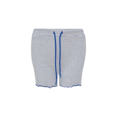 oneup弹力卷边花边条纹短裤