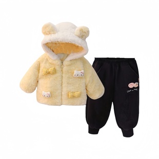 女童套装秋冬季2026新款洋气儿童冬装毛毛衣宝宝加绒加厚洋气时髦