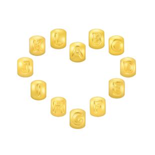 周生生转运珠charme宝贝足金黄金字母吊坠diy手链串珠