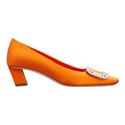 RogerVivier/罗杰维维亚女士高跟鞋缎面方形水晶扣摩天跟新款