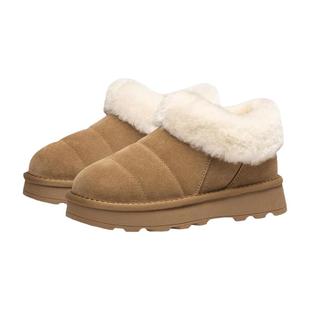 KISSCAT接吻猫冬季加绒加厚雪地靴女翻毛厚底保暖短靴小个子棉鞋