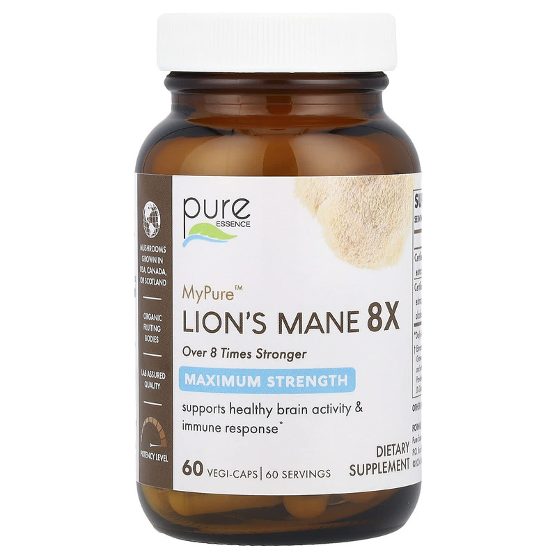 Pure Essence,MyPure™，猴头菇 8X，特强型，60 粒素食胶囊