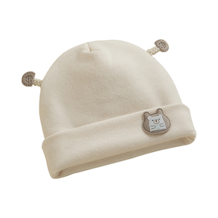婴儿帽子春秋冬款A类纯棉新生儿护囟门帽小月龄初生宝宝冬季胎帽