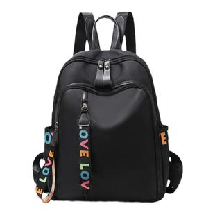 2024春季新款牛津布双肩包女包黑色休闲背包韩版尼龙学生旅行书包