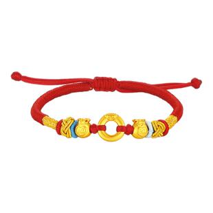千年珠宝黄金手链女足金999平安扣红绳手串福袋编绳手绳送宝宝新