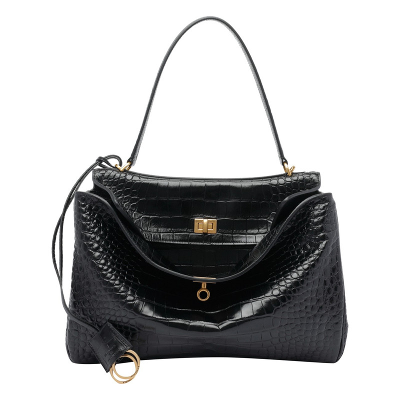 BALENCIAGA 巴黎世家女士中号rodeo黑鳄纹单肩包26早春意大利代购