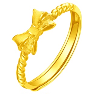 调太幅18K金蝴蝶结麻花边戒指 女在逃公主纯银指环时尚高级感礼物