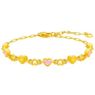 周大福SOINLOVE「宝藏女孩」爱心黄金满心足金手链女情人节礼物