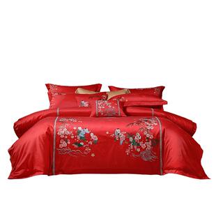 富安娜结婚四件套婚庆百子被床上用品喜庆红色新婚婚嫁婚床被套
