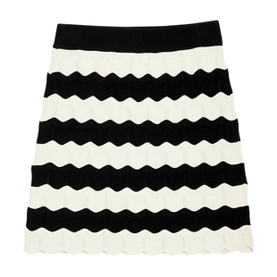 MSLAN撞色波浪条纹针织短裙半身裙MFAN8103