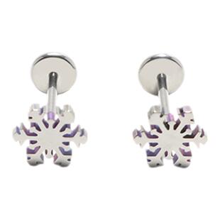 钛合金雪花耳钉内螺旋养耳洞防致敏平底耳骨钉插针F136医学耳蜗钉