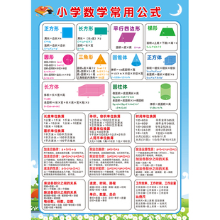 小学生数学公式大全一二三四五六年级单位换算表知识点挂图墙贴画