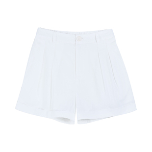 MULVAN 随搭clean fit 高腰翻边牛仔短裤女莱赛尔宽松基础热裤