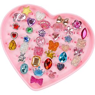 新款儿童戒指环卡通女孩公主首饰水晶宝石钻石玩具女童