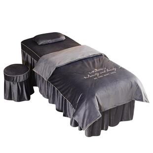 美容床罩四件套轻奢牛奶绒加厚美容院按摩理疗床单床套网红四季款