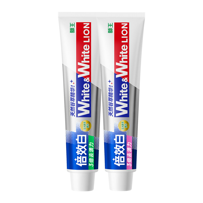 LION狮王White&White倍效白牙膏美白去渍180g去黄清新口气正品